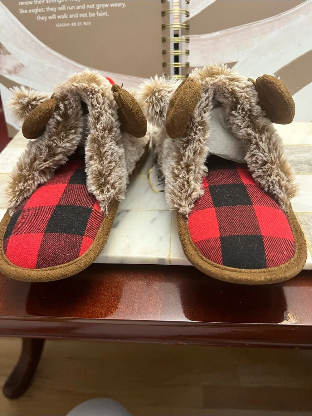 Wondershop Brown Reindeer Kids Slippers with Red Nose